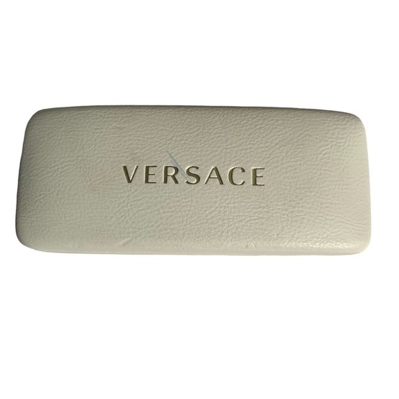 Versace Glasses Hard Case Clamshell Cream Authentic Microfiber Cleaning Cloth - Picture 1 of 8